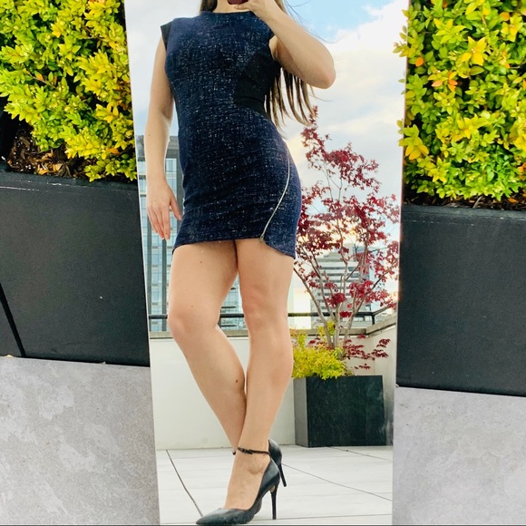 Anthropologie TIME Wool Metal Zipper Shaper Fashion Mini Dress - Picture 6 of 16